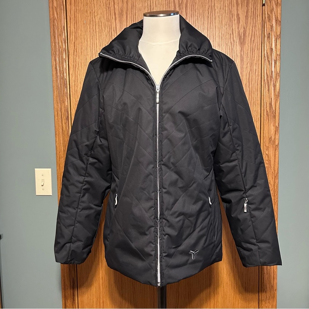 FERA Ski Jacket Women Size 10 Coat black Thermolite Pockets Lycra Cuffs NO HOO